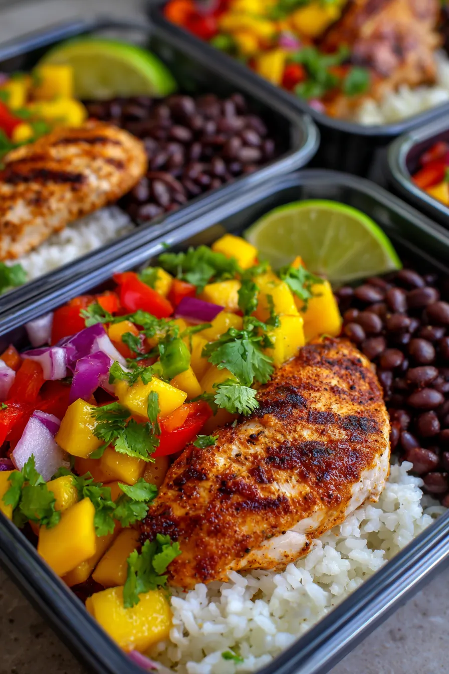 Vibrant Mango Salsa Chicken Meal Prep | Fresh Healthy Dinner Bowls