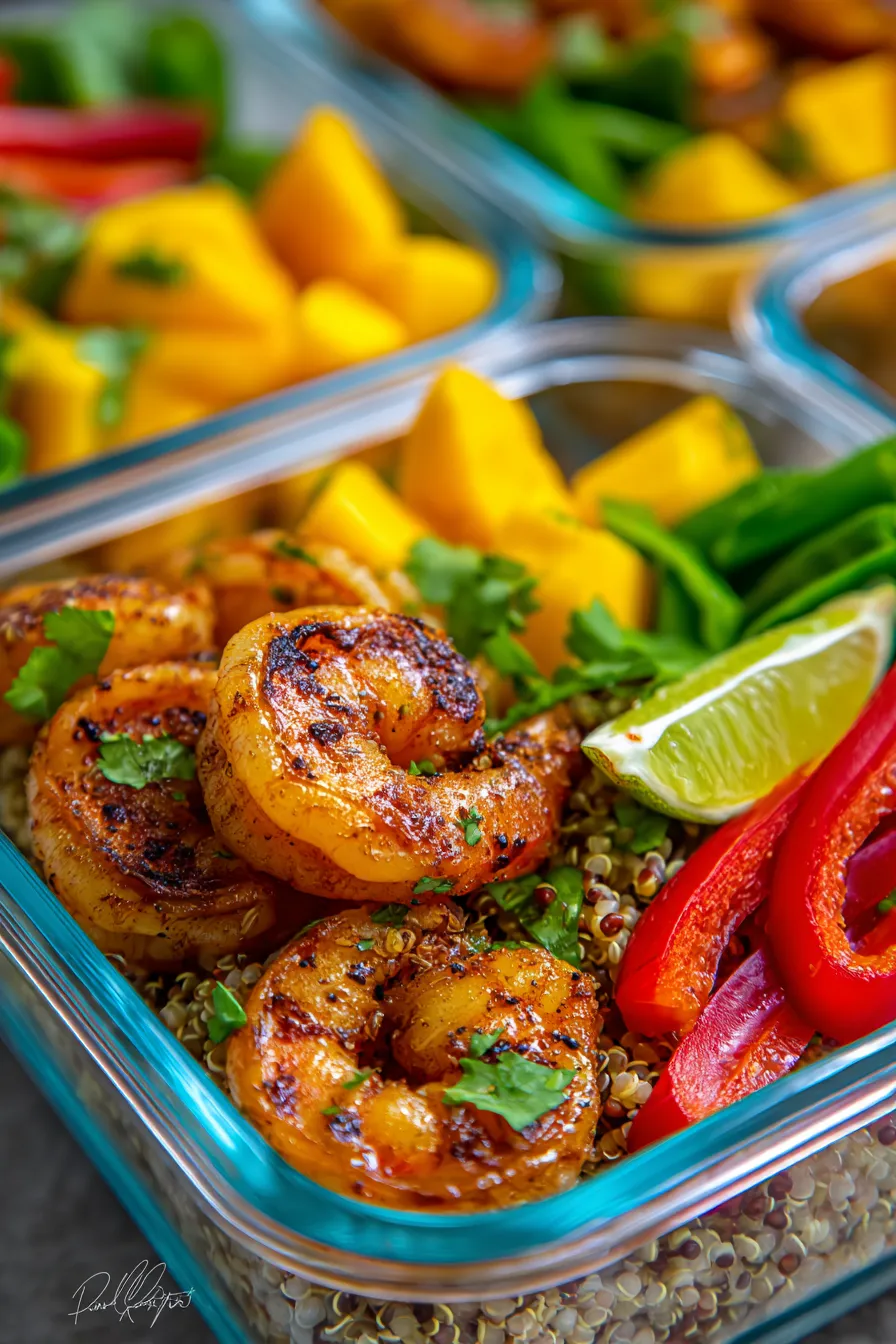 Mango Shrimp Meal Prep Bowls - tropical fusion healthy food