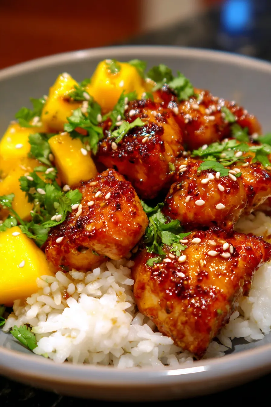 Mango Teriyaki Chicken Meal Prep - ingredients - fresh mango chicken