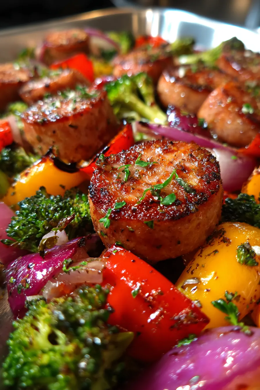 One-Pan Sausage & Veggie Bake-close-up-texture