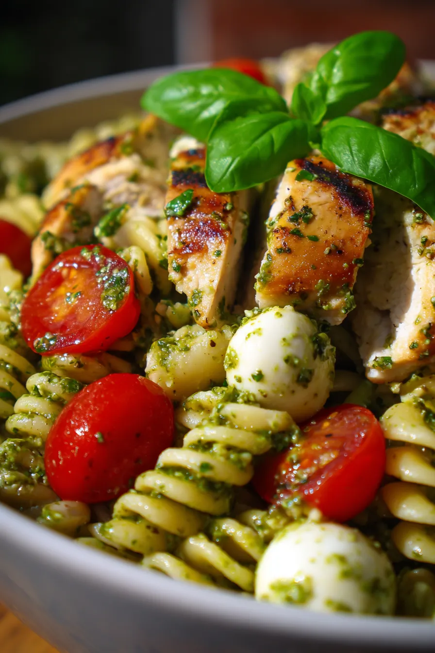 Pesto Pasta Salad with Grilled Chicken | Easy Meal Prep