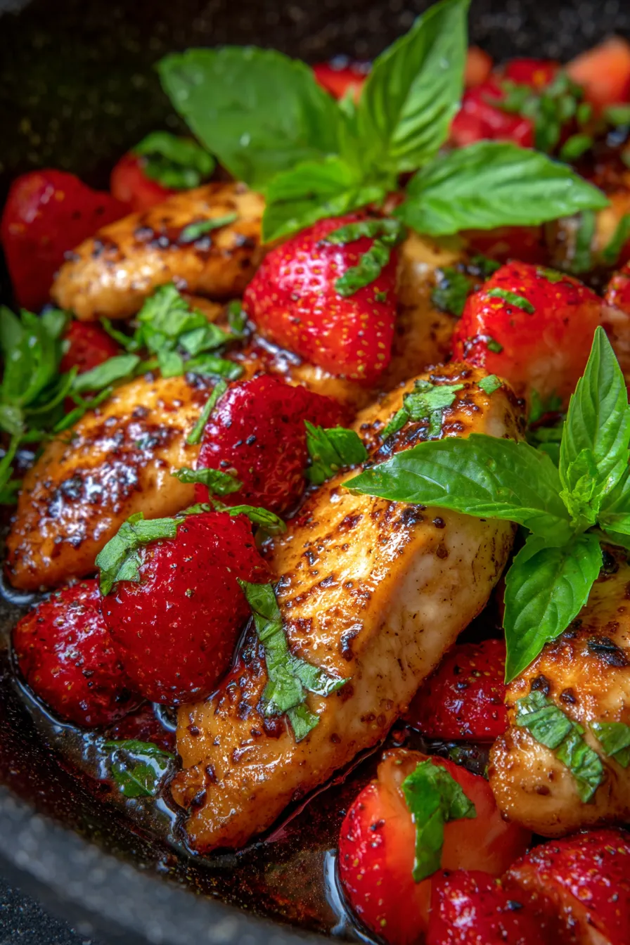 Quick Gourmet Dinner-chicken-strawberries-sauce