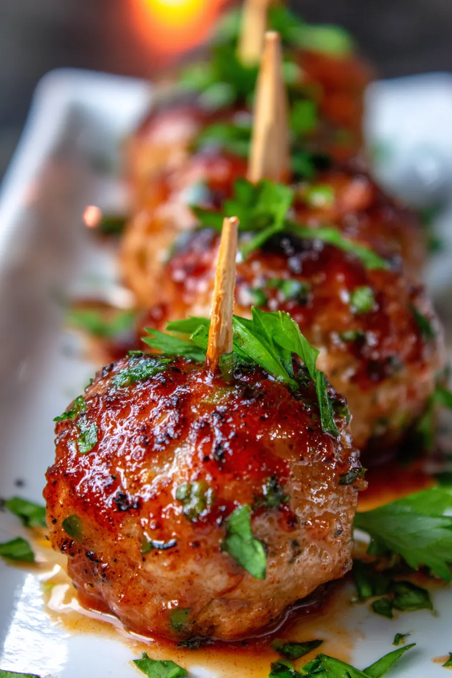 Rhubarb BBQ Meatballs-easy dinner-overhead