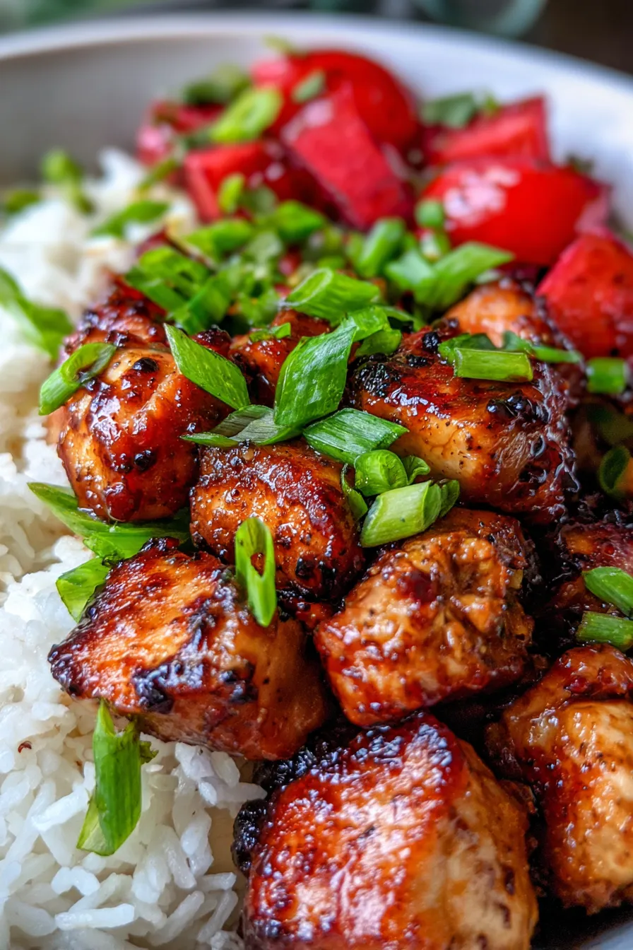 Rhubarb Ginger Chicken Meal Prep-plate-closeup-saucy