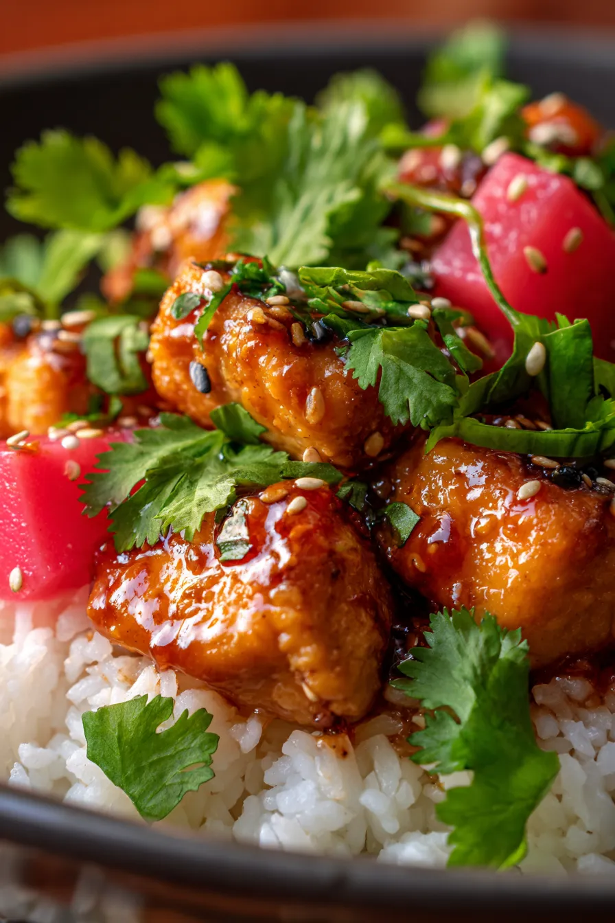 Rhubarb Ginger Chicken | Quick Weeknight Dinner-sauce-texture-closeup