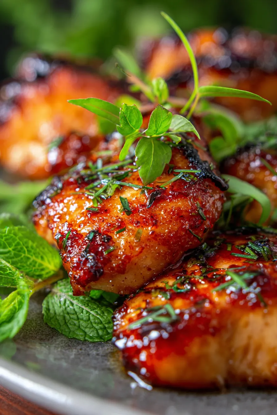 Rhubarb Glazed Chicken-tender-caramelized-glaze