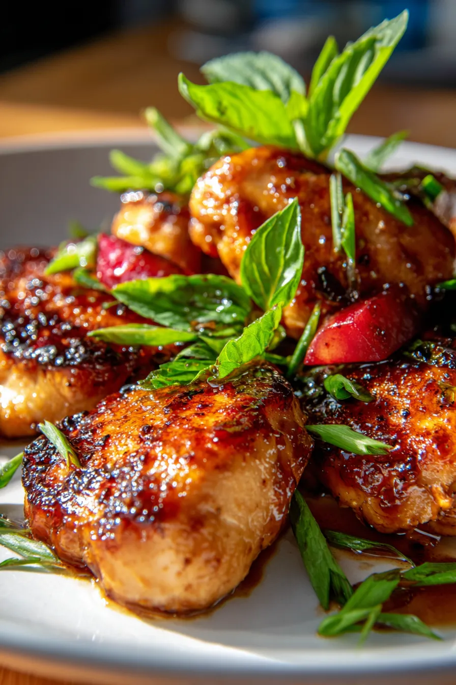 Rhubarb Glazed Chicken-texture-juicy-closeup
