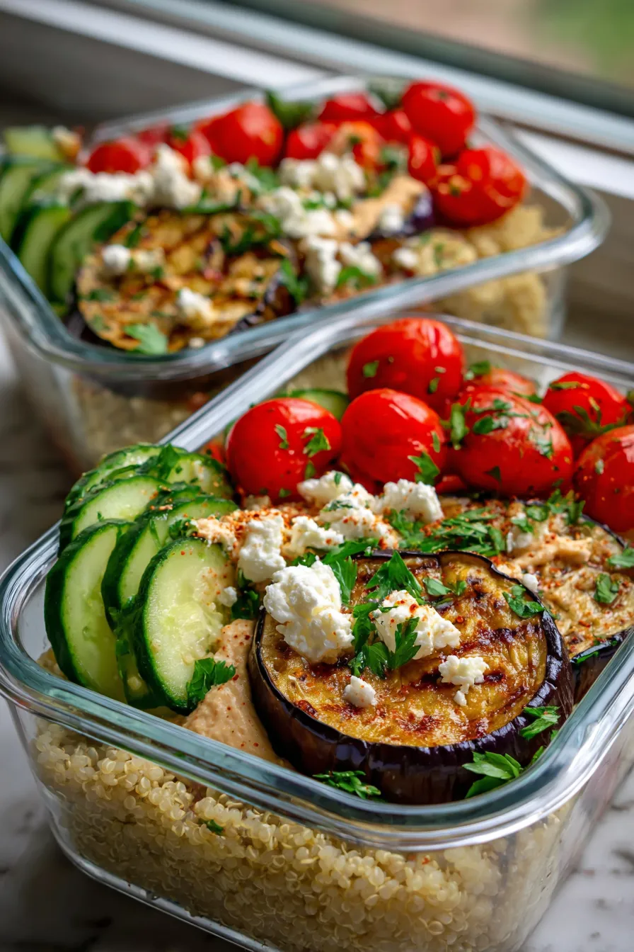 Mediterranean Roasted Eggplant Meal Prep Bowls | Healthy Dinner