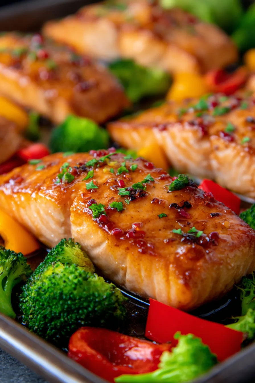 Sheet Pan Honey Garlic Salmon-fresh ingredients-flat lay