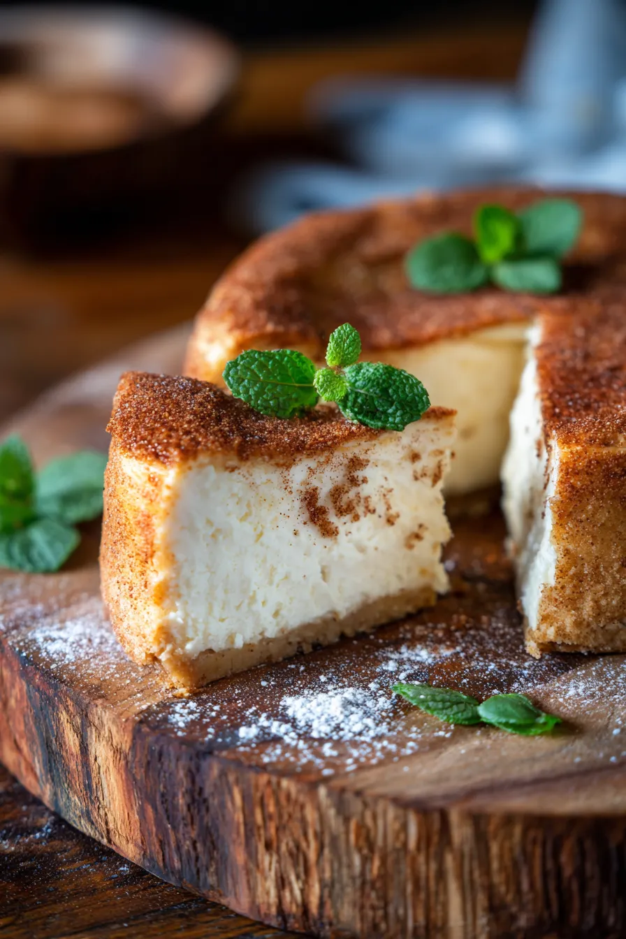Simple Churro Cheesecake for Parties-whole-cake-cinnamon