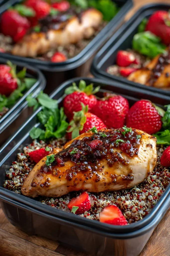 Healthy Strawberry Balsamic Chicken Meal Prep | Easy Lunch