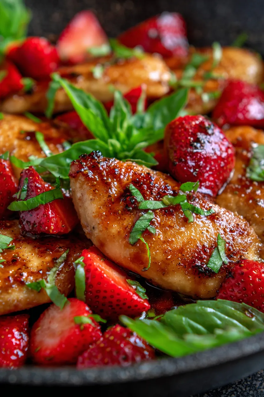 Strawberry Balsamic Chicken Skillet | Quick Gourmet Dinner
