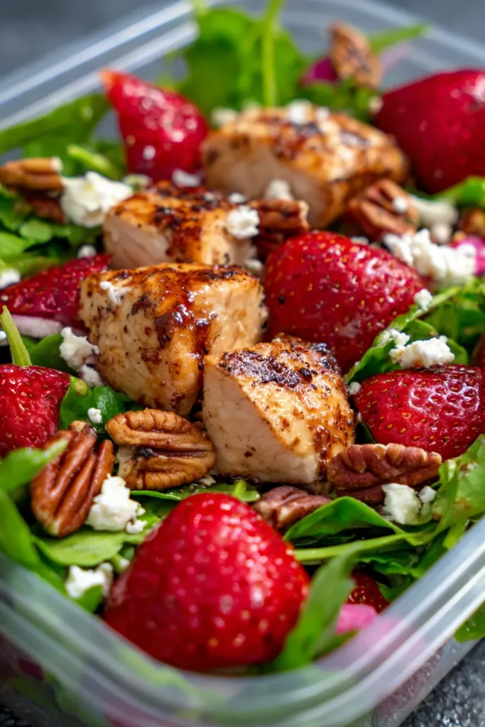Strawberry Chicken Meal Prep Salad | High Protein Lunch