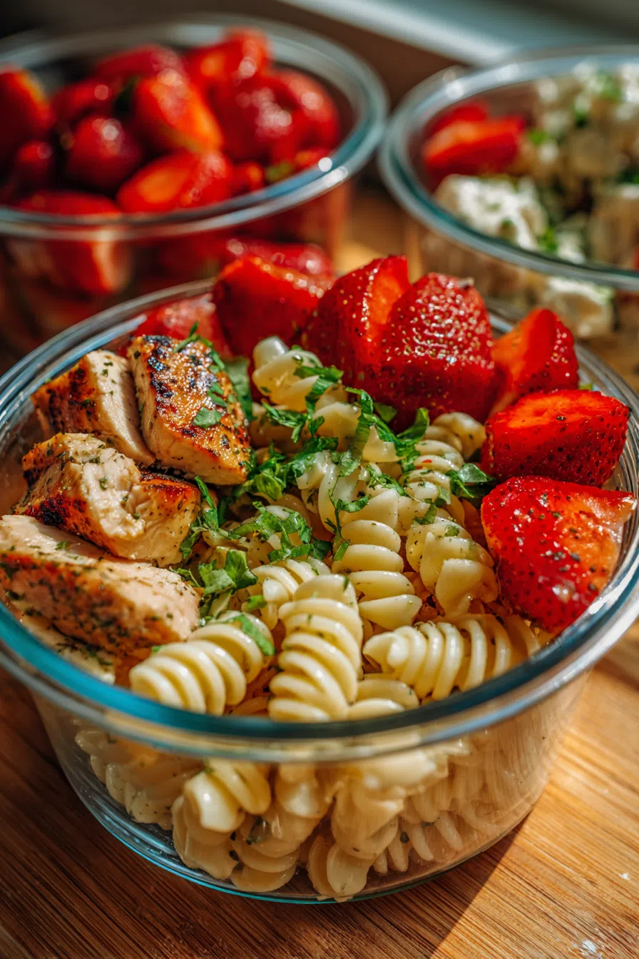 Strawberry Chicken Pasta Meal Prep