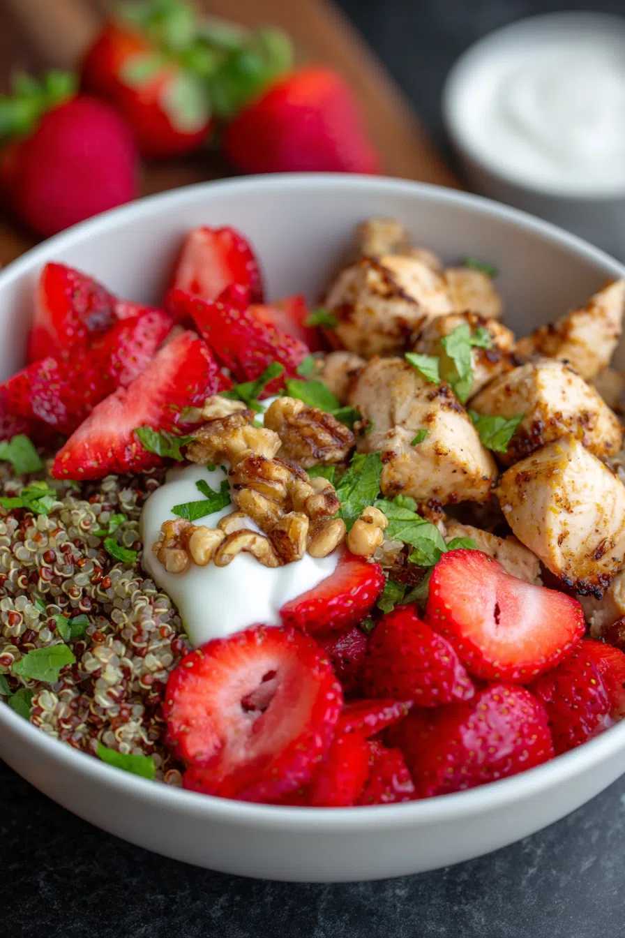 Strawberry Chicken Quinoa Bowl | High Protein Dinner