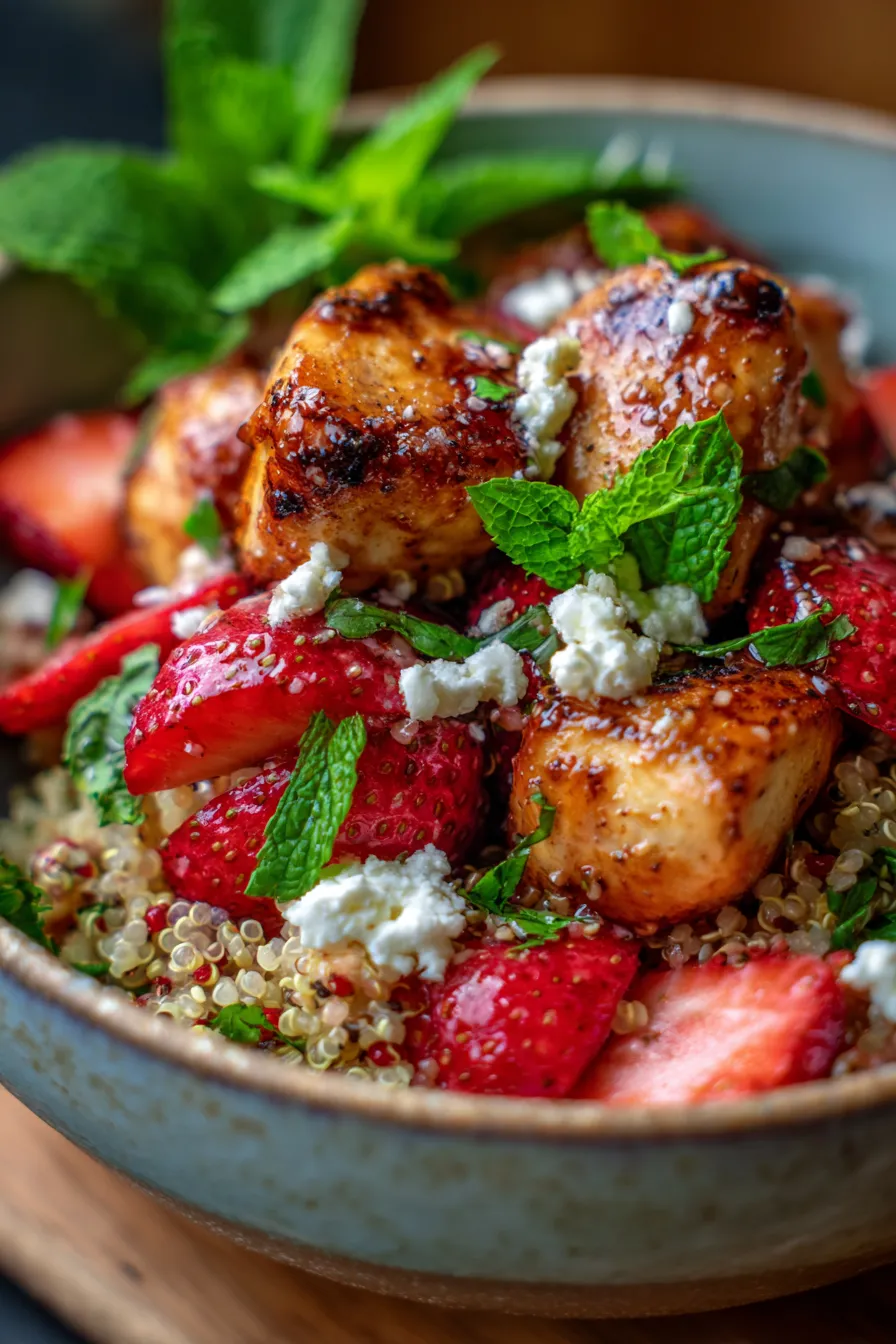 Strawberry Chicken Quinoa Meal Prep - overhead shot