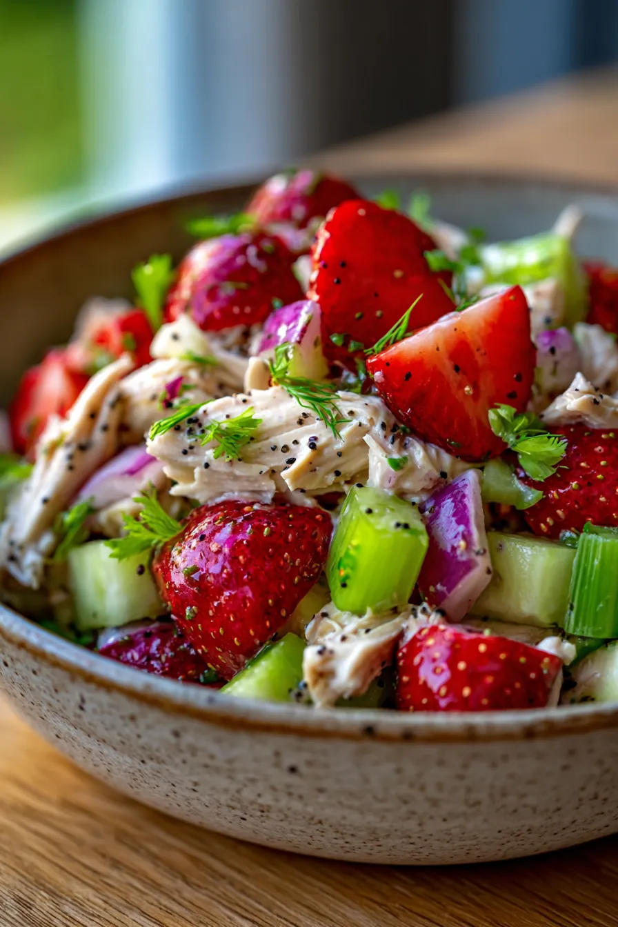 Strawberry Chicken Salad | High Protein Healthy Dinner-ingredients-closeup