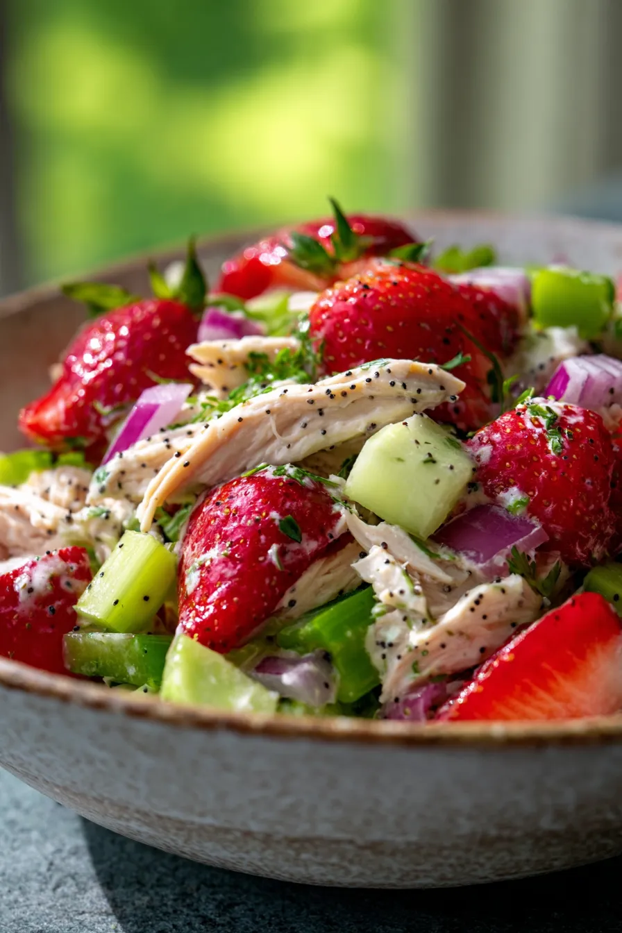 Strawberry Chicken Salad | High Protein Healthy Dinner-texture-detail