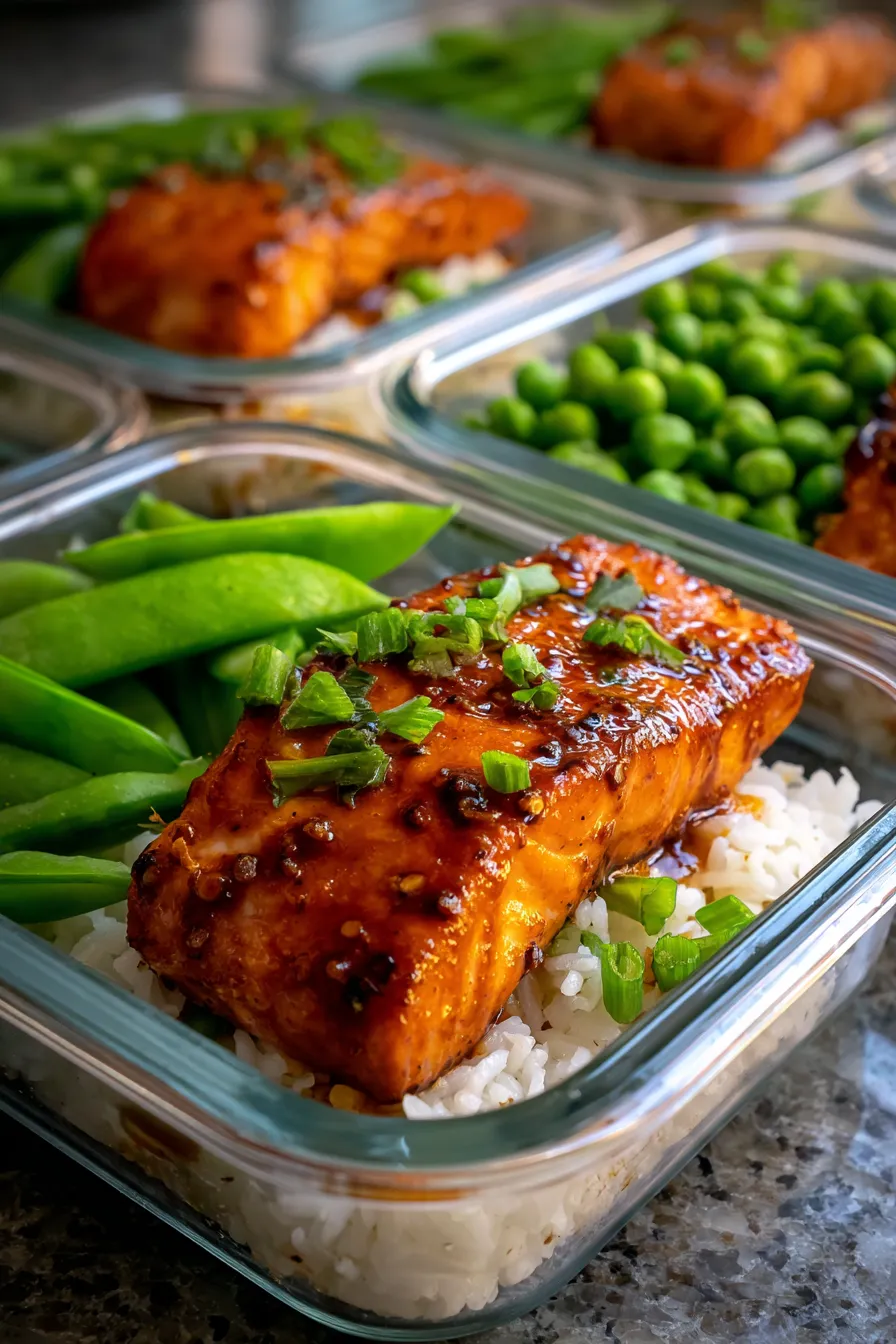 Teriyaki Salmon & Snap Pea Boxes - fresh ingredients - kitchen prep