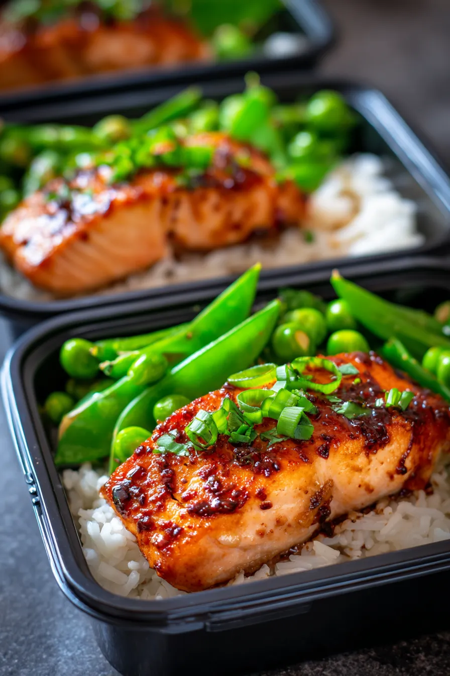 Teriyaki Salmon & Snap Pea Boxes - packed lunch - portable