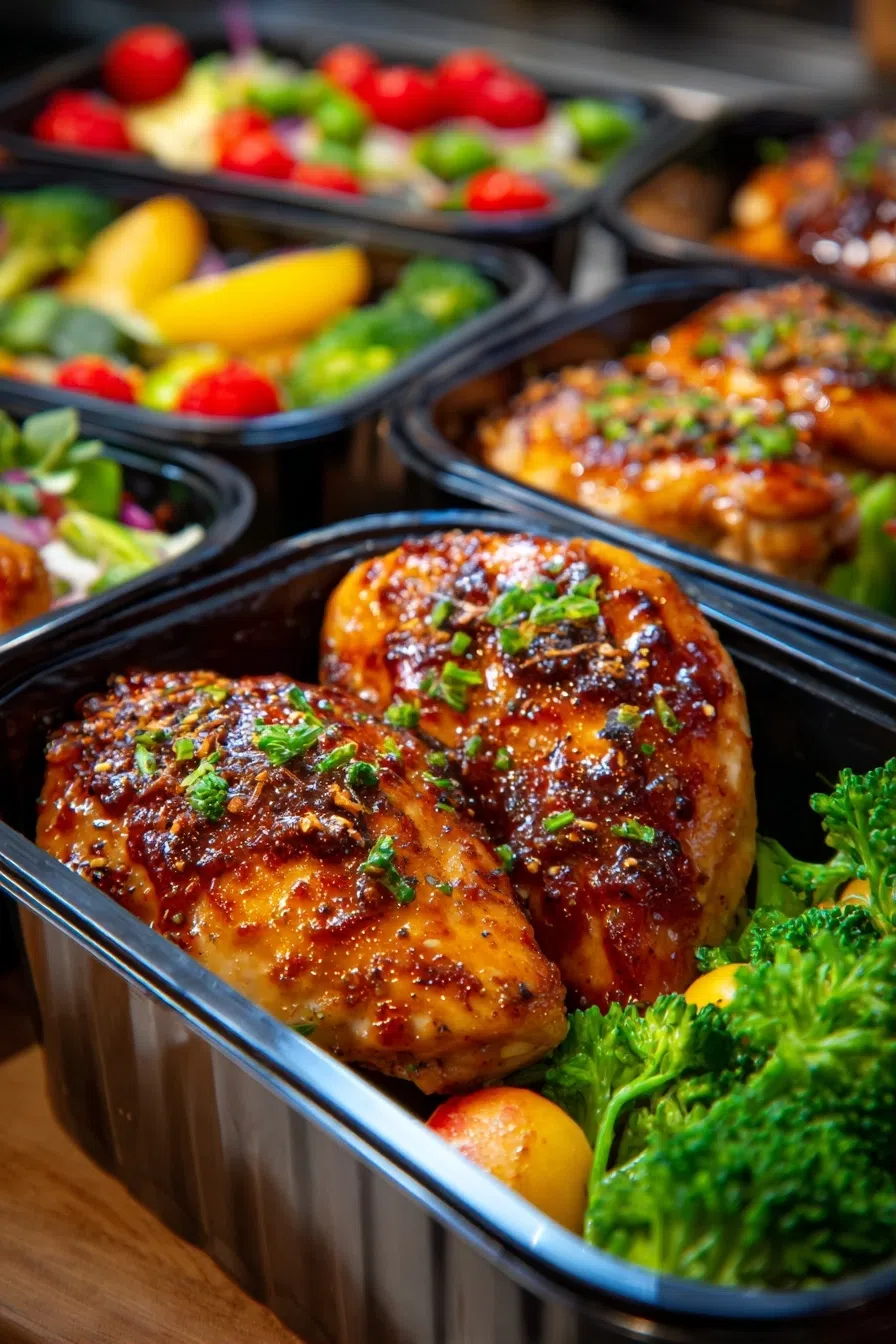 Peach BBQ Chicken Containers | Easy Weekly Dinner Prep