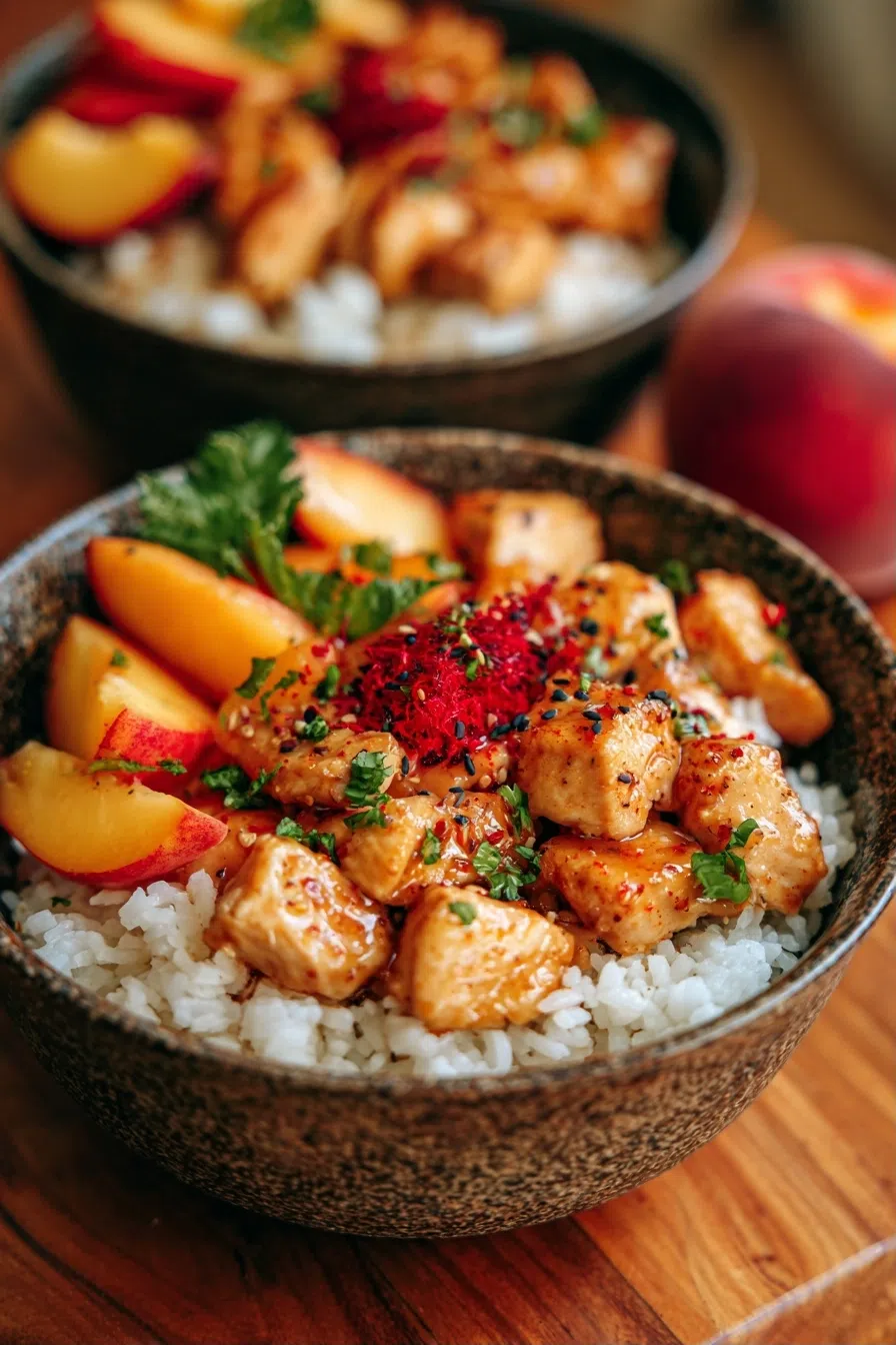 Peach Chicken Rice Bowls