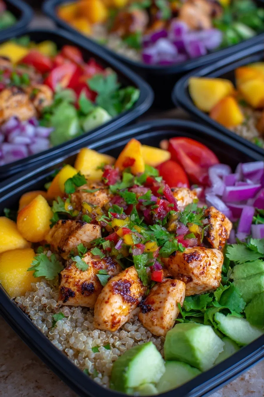 Peach Salsa Chicken Bowls | Meal Prep Dinner Ideas