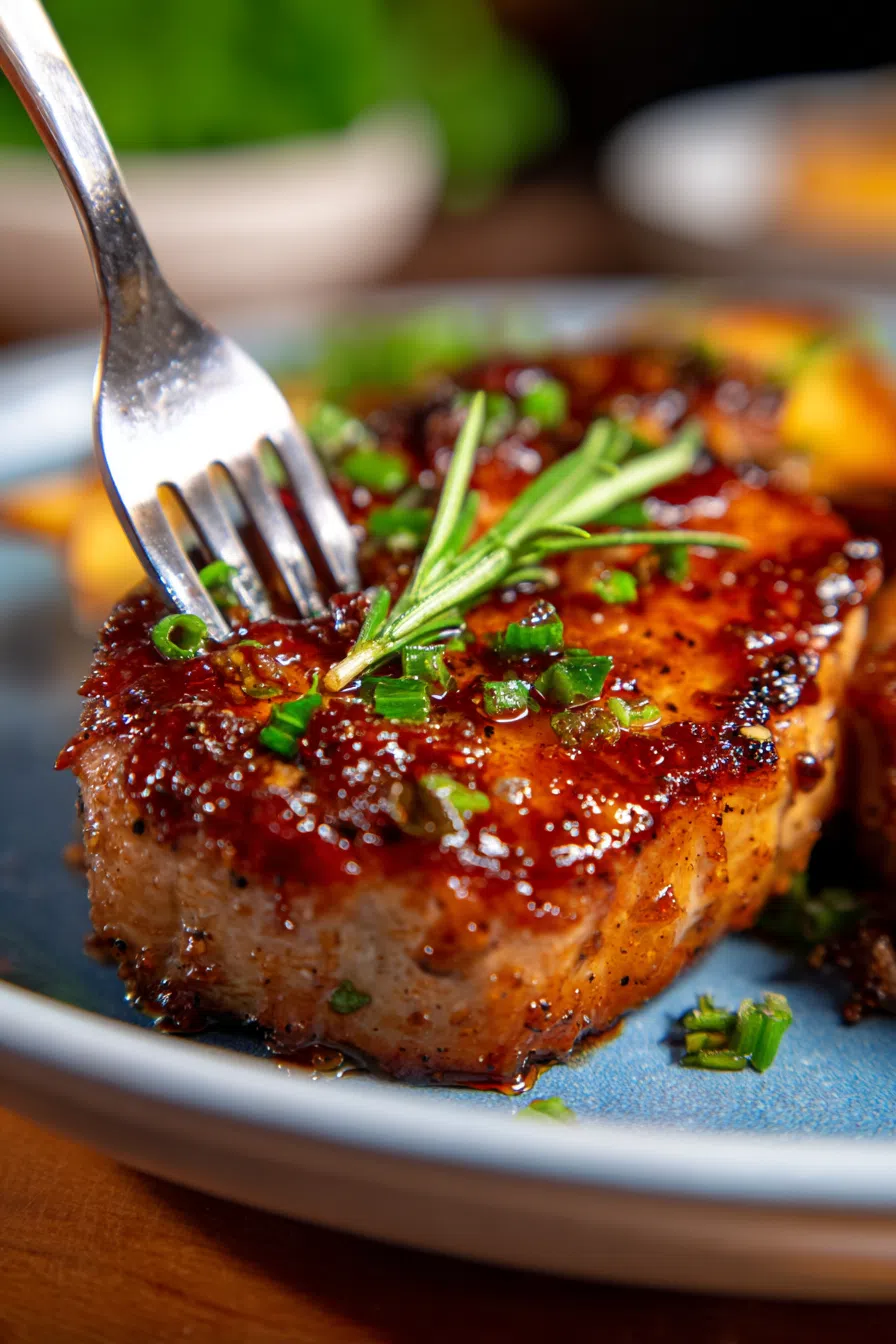 Rhubarb Glazed Pork Chops