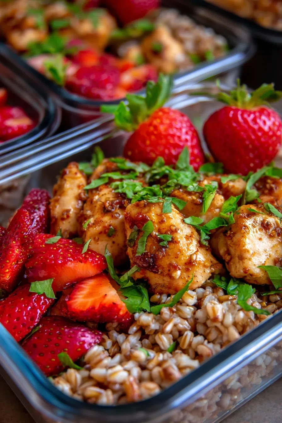 Strawberry Chicken Farro Meal Prep