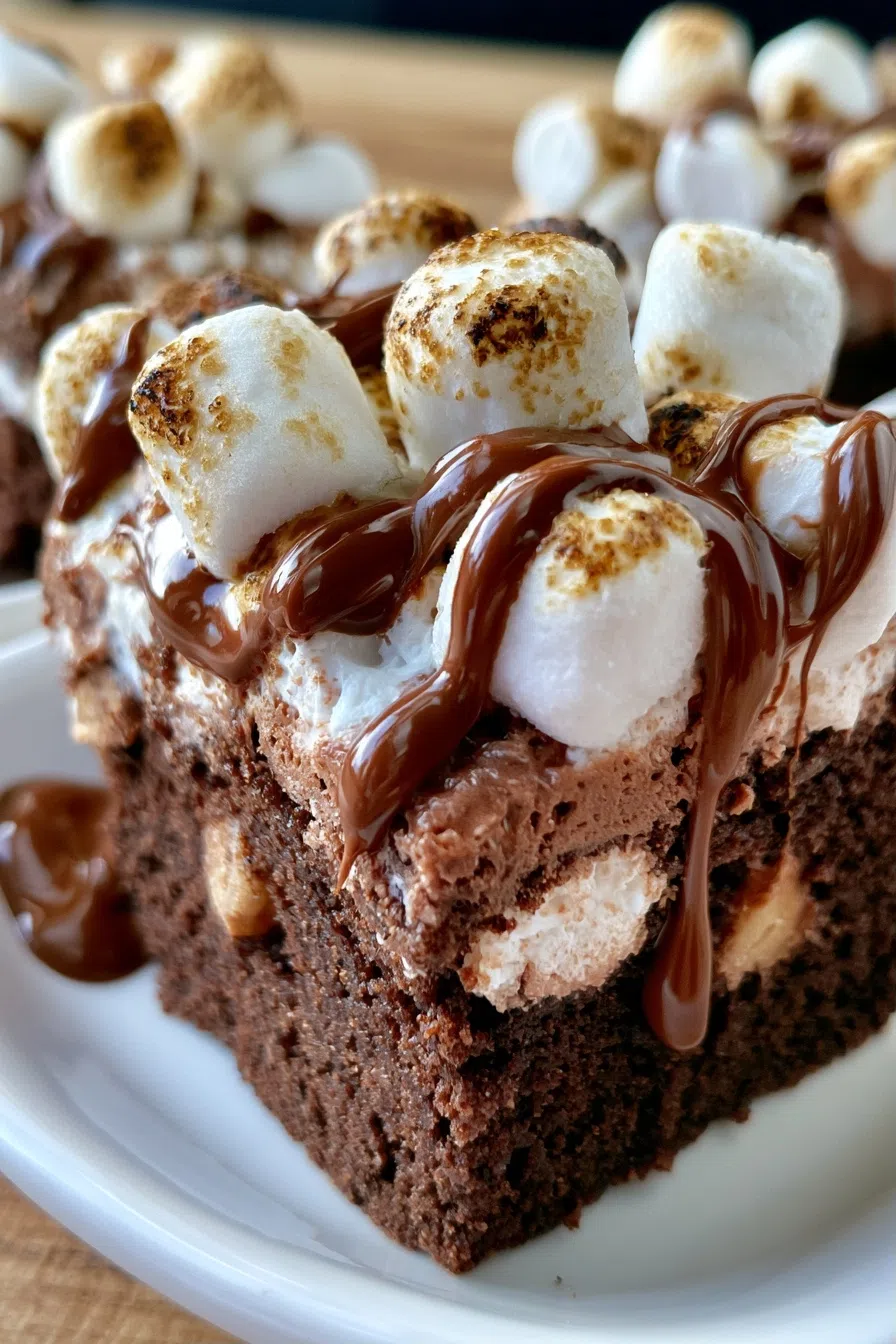 Marshmallow Chocolate Poke Cake